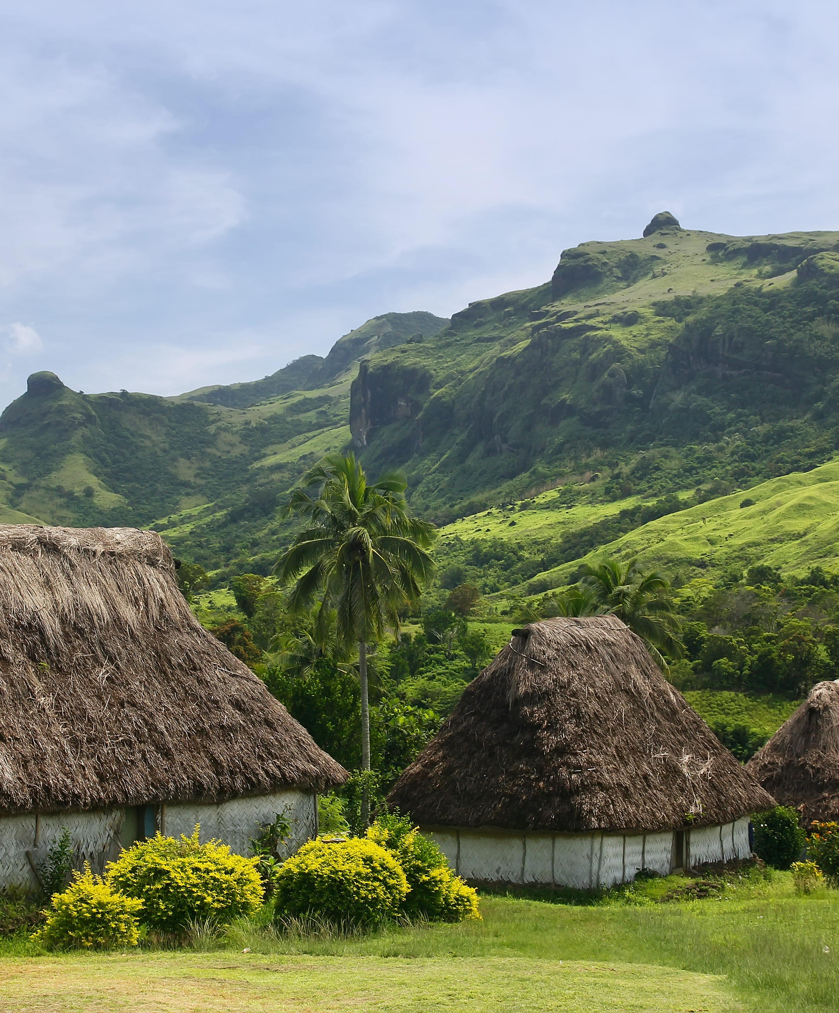 Traditionelle Häuser des Dorfes Navala der Insel Viti Levu, Fidschi Inseln
