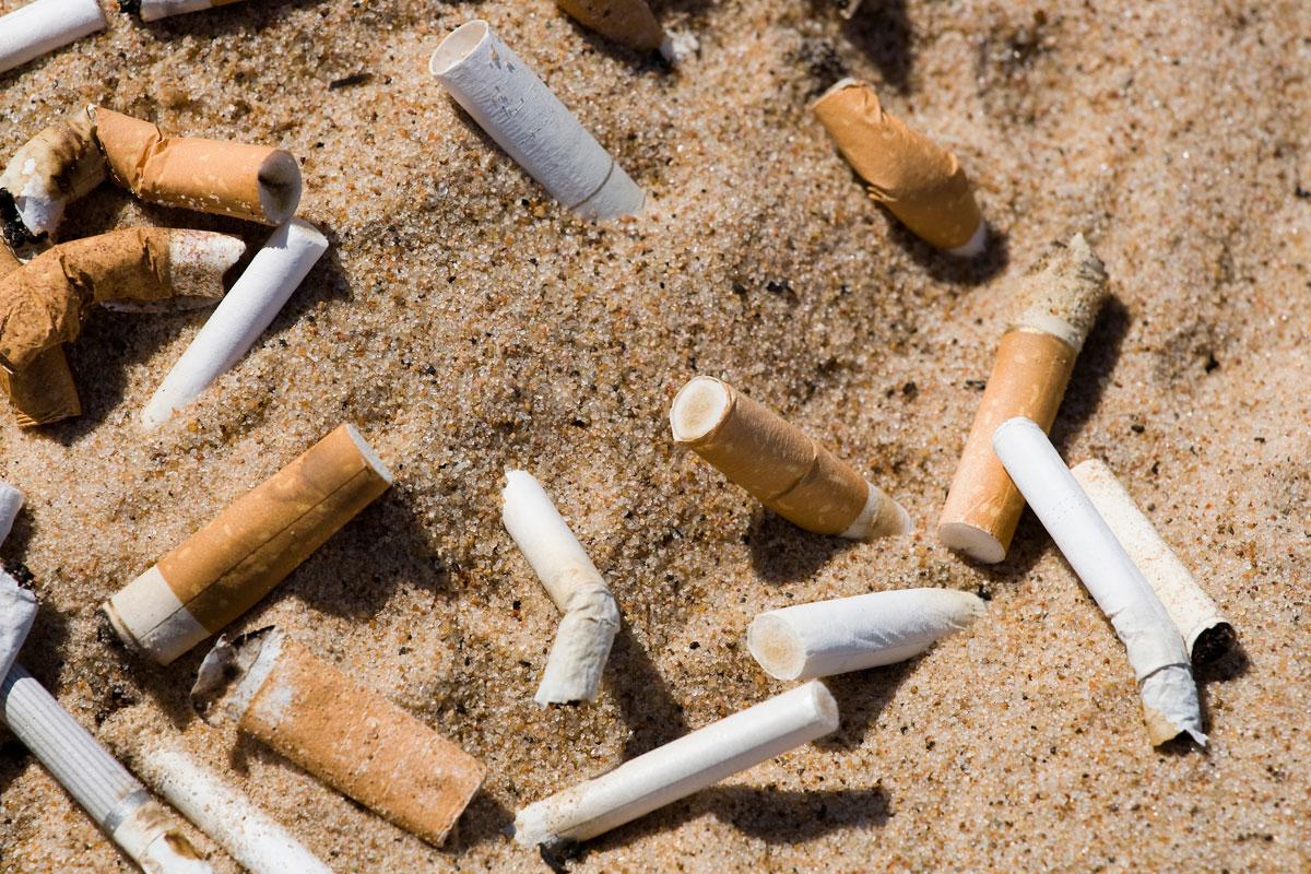 Zigarettenkippen werden oft achtlos am Strand zurückgelassen