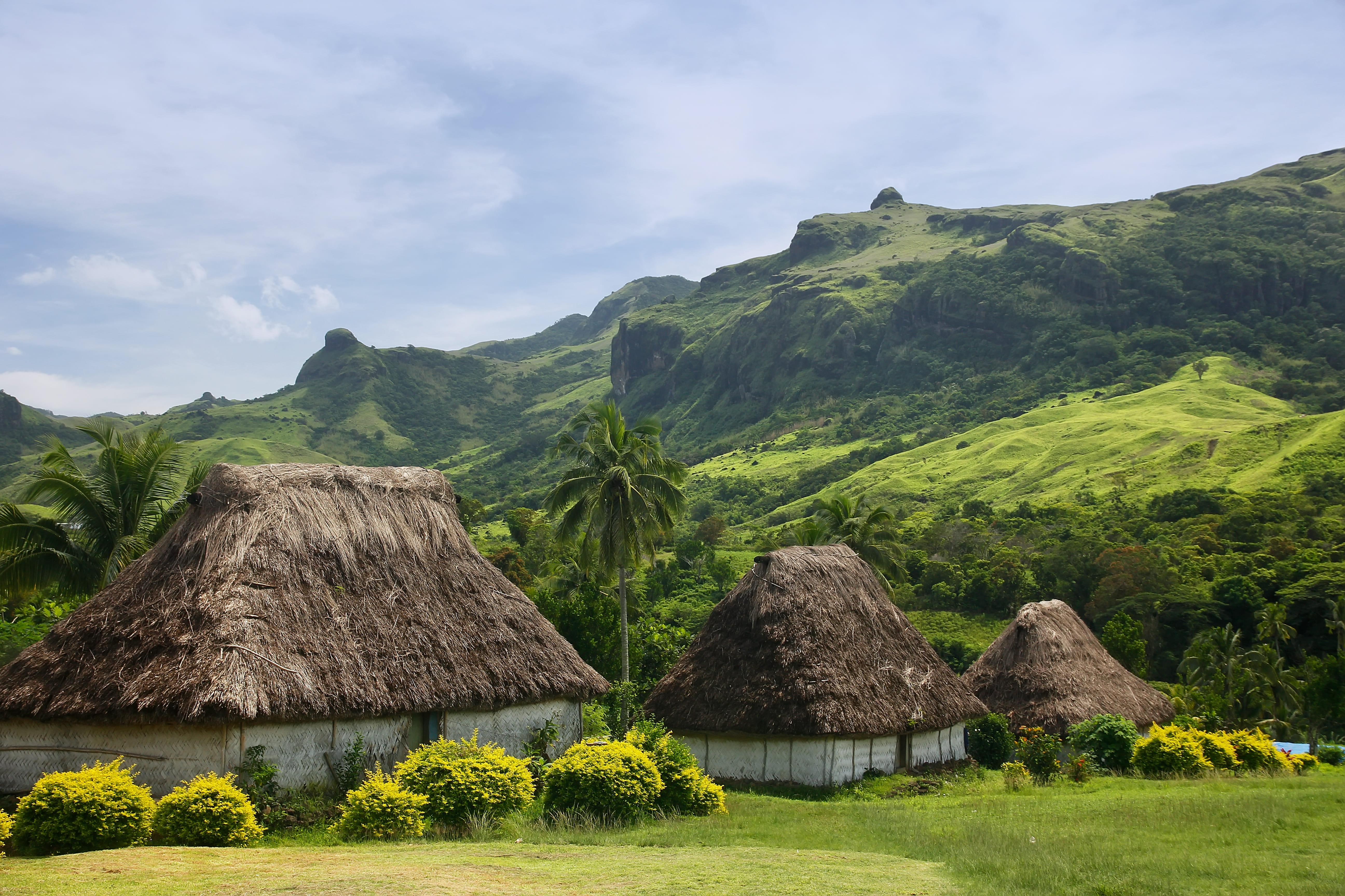 Traditionelle Häuser des Dorfes Navala der Insel Viti Levu, Fidschi Inseln